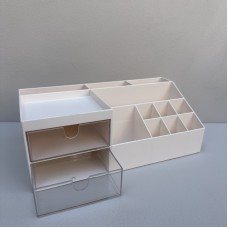 Органайзер-підставка для канцтоварів та косметики з двома шухлядками 24,5х12х9 см URVE UR-3502 бежевий