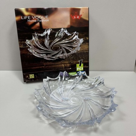 Блюдо скляне для цукерок, печива, фруктів 32 см Yujing GlassWare 3637/7091-2
