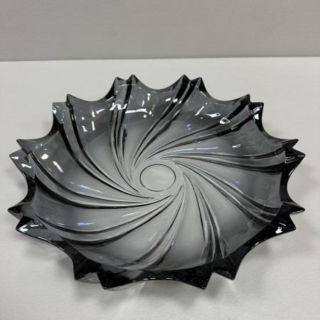 Блюдо скляне для цукерок, печива, фруктів 32 см Yujing GlassWare 3636/7091-2 прозоре чорне