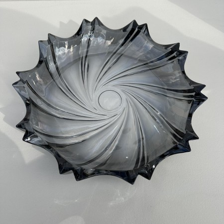 Блюдо скляне для цукерок, печива, фруктів 32 см Yujing GlassWare 3636/7091-2 прозоре чорне
