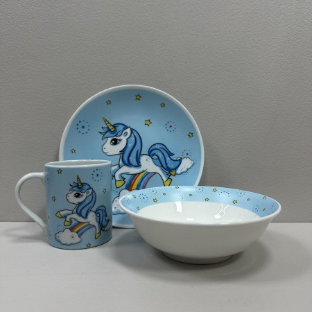 Набір дитячого посуду 3 предмети Єдиноріг 3516 блакитний