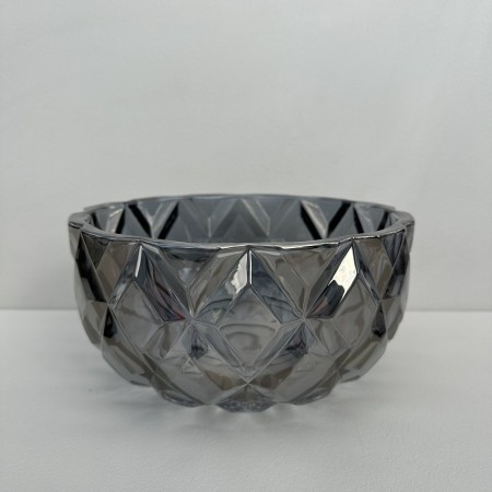 Салатник скляний для цукерок, печива, фруктів 25 см Yujing GlassWare 3639/7081-4 прозорий чорний