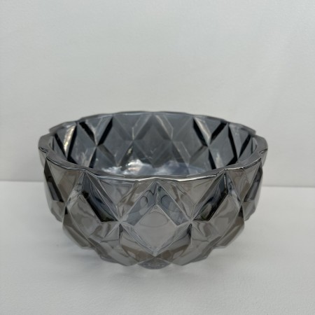 Салатник скляний для цукерок, печива, фруктів 25 см Yujing GlassWare 3639/7081-4 прозорий чорний