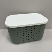 Корзина пластикова з кришкою 26,9х18,7х16 см 6,2 л Lova Plastik LV-351 зелена