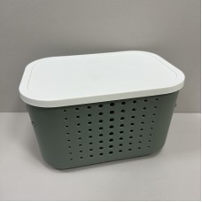 Корзина пластикова з кришкою 26,9х18,7х16 см 6,2 л Lova Plastik LV-351 зелена