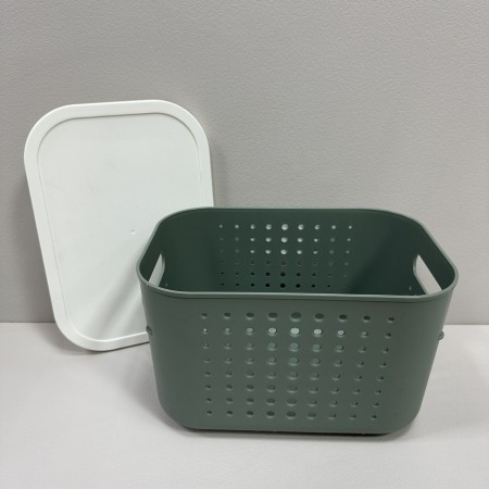 Корзина пластикова з кришкою 26,9х18,7х16 см 6,2 л Lova Plastik LV-351 зелена