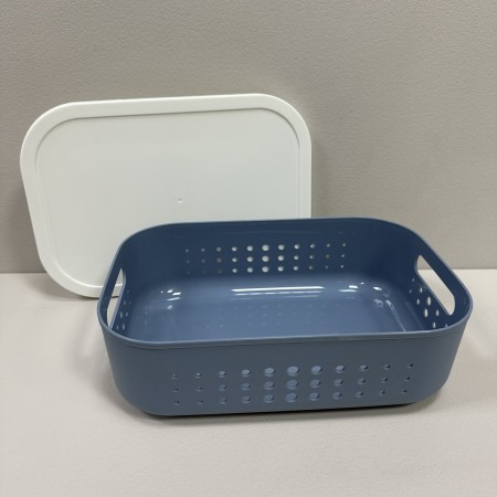 Корзина пластикова з кришкою 26,9х18,7х8 см 3,2 л Lova Plastik LV-352 блакитна