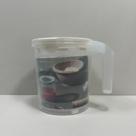 Ємність для змішування з кришкою пластикова 1,6 л Dunya Plastik 10201 прозора з білим