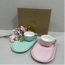 Сервіз чайний порцеляновий "Сніданок з Тіфані" 4 предмети 240 мл S&T 157-00-00 бірюзовий/рожевий