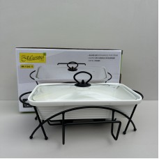 Марміт керамічний прямокутний 36 см 1,2 л з чорною підставкою Maestro MR-11262-73