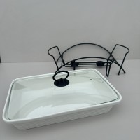 Марміт керамічний прямокутний 38 см 1,7 л з чорною підставкою Maestro MR-11362-73