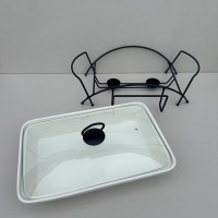 Марміт керамічний прямокутний 38 см 1,7 л з чорною підставкою Maestro MR-11362-73