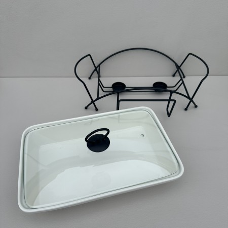 Марміт керамічний прямокутний 38 см 1,7 л з чорною підставкою Maestro MR-11362-73