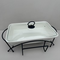 Марміт керамічний прямокутний 38 см 1,7 л з чорною підставкою Maestro MR-11362-73