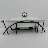 Марміт керамічний прямокутний 38 см 1,7 л з чорною підставкою Maestro MR-11362-73