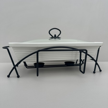 Марміт керамічний прямокутний 38 см 1,7 л з чорною підставкою Maestro MR-11362-73