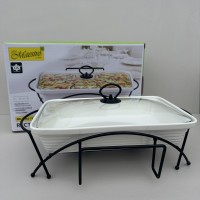 Марміт керамічний прямокутний 38 см 1,7 л з чорною підставкою Maestro MR-11362-73