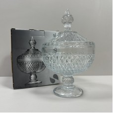 Цукорниця скляна з кришкою на ніжці h-25 см, d-15.4 см Pasabahce Diamond 97242