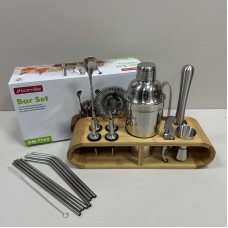 Набір для бару з нержавіючої сталі на бамбуковій підставці 20 предметів Kamille KM-7765