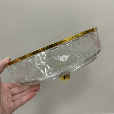 Блюдо-фруктівиця 27,2х8 см LED TWIST CLEAR GOLD поворотне Limited Edition B100076 прозоре з золотим