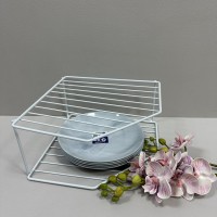 Органайзер-підставка металева для тарілок 2 яруси 25х25х12 см Stenson 50210S біла