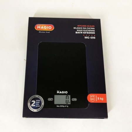 Ваги кухонні 20 х 15 х 1,5 см 5 кг MAGIO MG-698 чорні