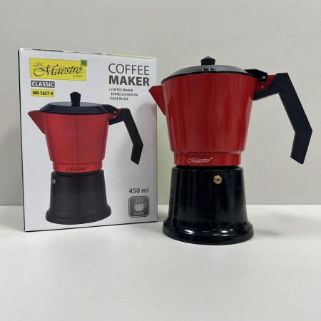 Гейзерна кавоварка алюмінієва 450 мл Maestro MR-1657-9 червона