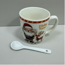 Чашка новорічна з ложкою в подарунковій коробці керамічна 175 мл h-8 см, d-7,3 см 269/3655-3