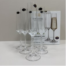 Набір келихів для шампанського 6 шт 160 мл h-24.5 см, d-6.5 см Corvus Crystal Bohemia b1SC69
