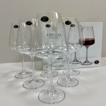 Набір келихів для вина 6 шт 450 мл h-22 см, d-10.5 см Corvus Crystal Bohemia b1SC69/450