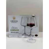 Набір келихів для вина 6 шт 450 мл h-22 см, d-10.5 см Corvus Crystal Bohemia b1SC69/450