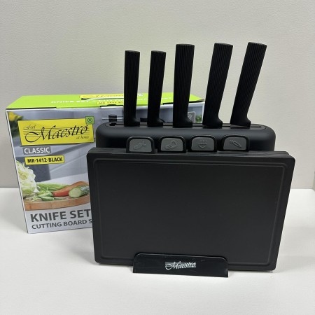 Набір ножів та обробних дошок на підставці 10 предметів Maestro MR-1412-2 BLACK