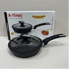 Сковорода глибока d-20 см із мармуровим антипригарним  покриттям A-Plus 3008