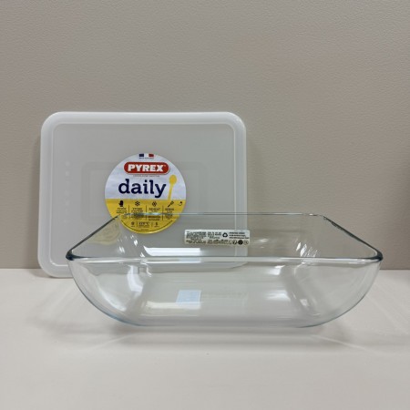 Форма скляна з пластиковою кришкою 2,2 л 25х20х8 см прямокутна Pyrex Daily 343P000 / 3646