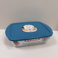 Форма скляна з пластиковою кришкою 2,5 л 28х20х8 см прямокутна Pyrex Cook&Store 216P000 / 7645 прозора з синім