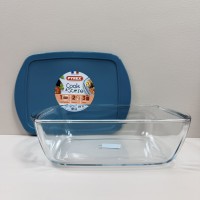 Форма скляна з пластиковою кришкою 2,5 л 28х20х8 см прямокутна Pyrex Cook&Store 216P000 / 7645 прозора з синім