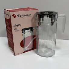 Глечик скляний з прозорою сірою кришкою 1.4 л Pasabahce Kosem 43274