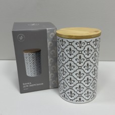 Банка керамічна з бамбуковою кришкою 700 мл 10х10х15,7 см ORNAMENT Limited Edition JH6196-7