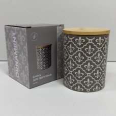 Банка керамічна з бамбуковою кришкою 500 мл 10х10х12,5 см ORNAMENT Limited Edition JH6009-6 коричнева