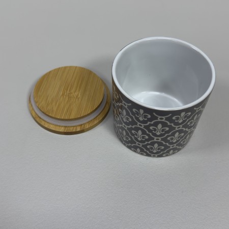 Банка керамічна з бамбуковою кришкою 350 мл 10х10х9,5 см ORNAMENT Limited Edition JH6197-6 коричнева