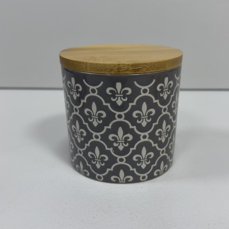Банка керамічна з бамбуковою кришкою 350 мл 10х10х9,5 см ORNAMENT Limited Edition JH6197-6 коричнева