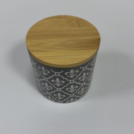 Банка керамічна з бамбуковою кришкою 350 мл 10х10х9,5 см ORNAMENT Limited Edition JH6197-6 коричнева