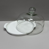 Блюдо порцелянове зі скляною кришкою-ковпаком d-22 см, h-16 см BonaDi 938-029