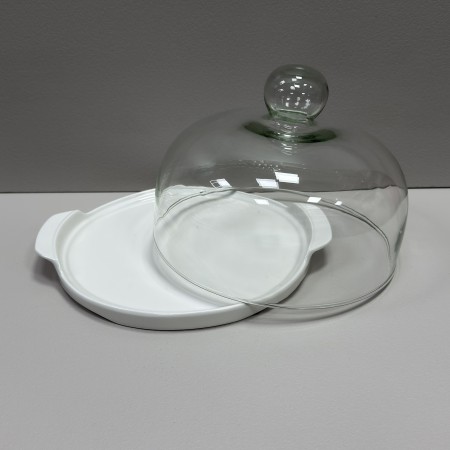 Блюдо порцелянове зі скляною кришкою-ковпаком d-22 см, h-16 см BonaDi 938-029
