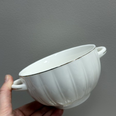 Набір бульйониць порцелянових з ручками на металевій стійці 4 шт 600 мл Лауретта S&T 3623-00