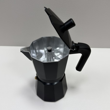 Гейзерна кавоварка алюмінієва на 6 чашок A-Plus 3082 чорна