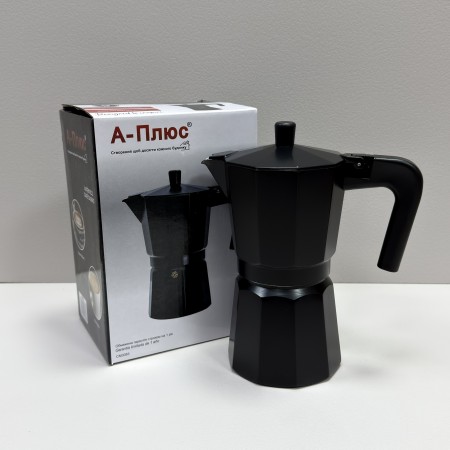 Гейзерна кавоварка алюмінієва на 9 чашок A-Plus 3083 чорна