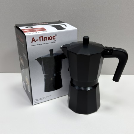 Гейзерна кавоварка алюмінієва на 9 чашок A-Plus 3083 чорна