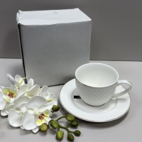 Чашка з блюдцем порцелянова 250 мл Кристал Grazie TNC7125 / 12948 біла