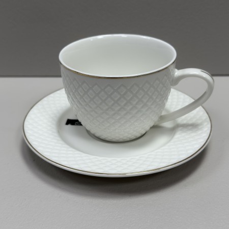 Чашка з блюдцем порцелянова 250 мл Кристал Grazie TNC7125 / 12948 біла
